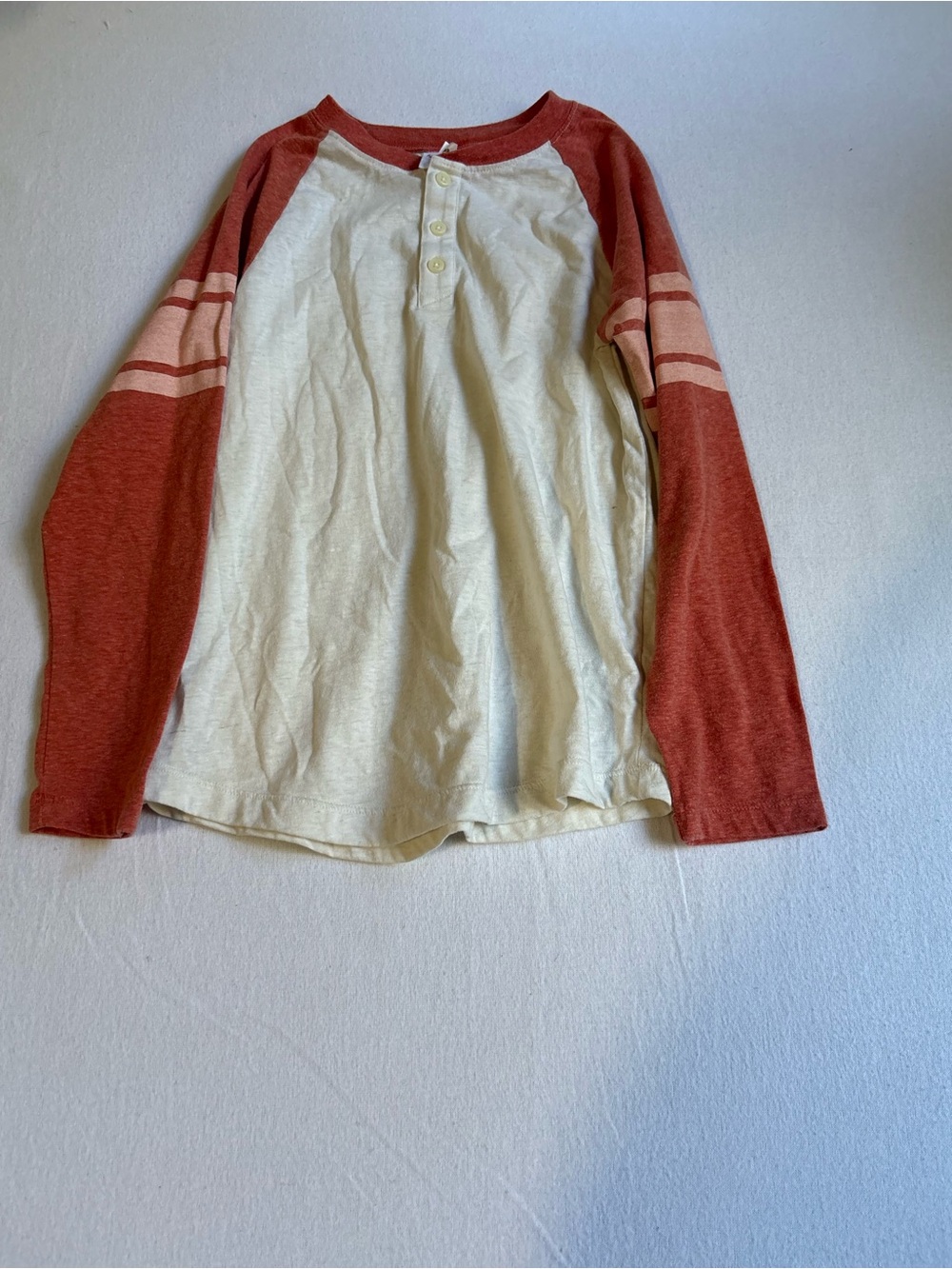 Hanna Andersson Cream Body Long-Sleeve Henley with Rust Raglan Sleeves